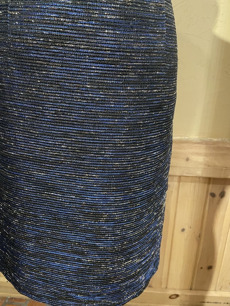 Laundry Navy and Gold Shimmer Jewel Encrusted Bib Dress, Size 12