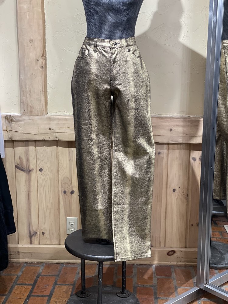 DG2 Gold Shimmer Straight Leg Jeans, Size 10