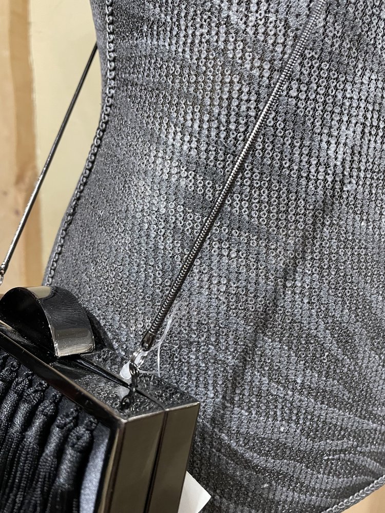 franchi Black Double Fringe Layer Purse