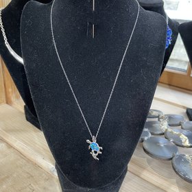 Sterling Silver and Opal Turtle Necklace