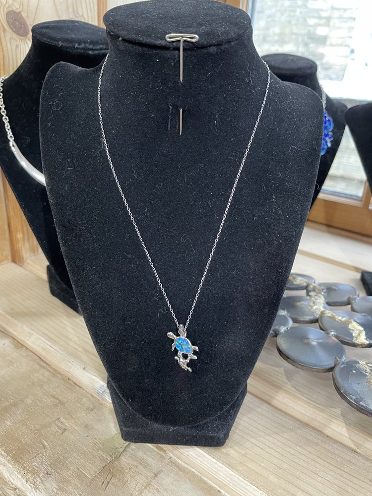 Sterling Silver and Opal Turtle Necklace