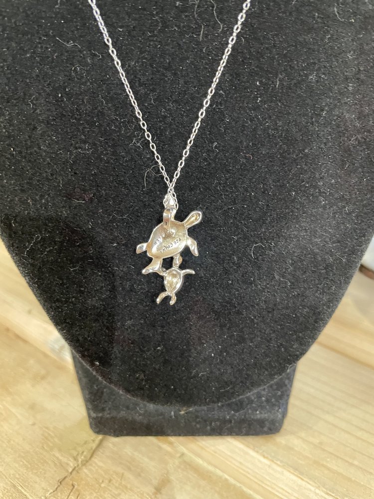 Sterling Silver and Opal Turtle Necklace