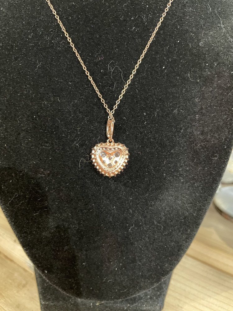 Sterling Silver Rose Gold Baguette Heart Necklace