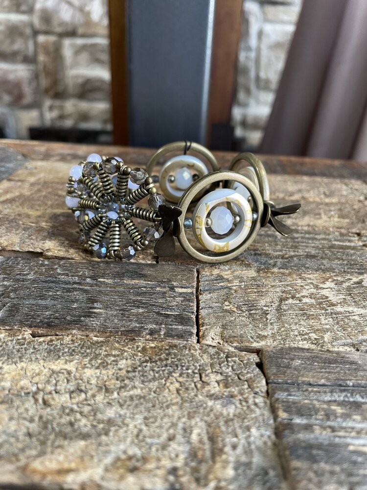 Gold Beaded Spiral Bracelet