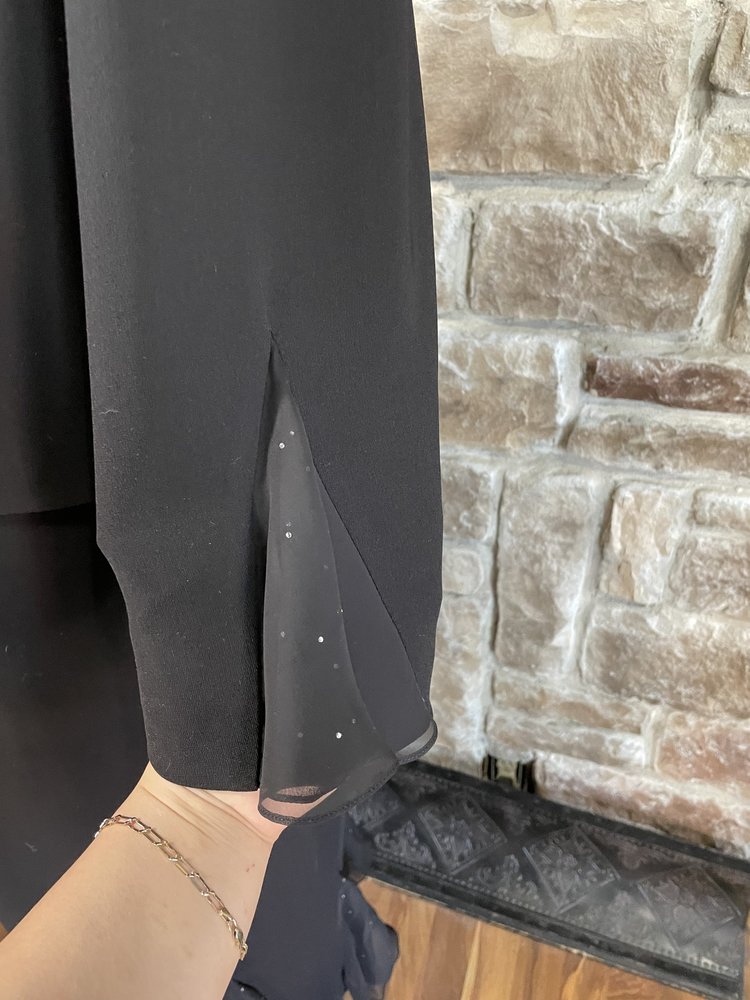 Junnie Leigh New York Black Swarovski Crystal Trim Chiffon Insert Gown w/ Jacket, Size 18