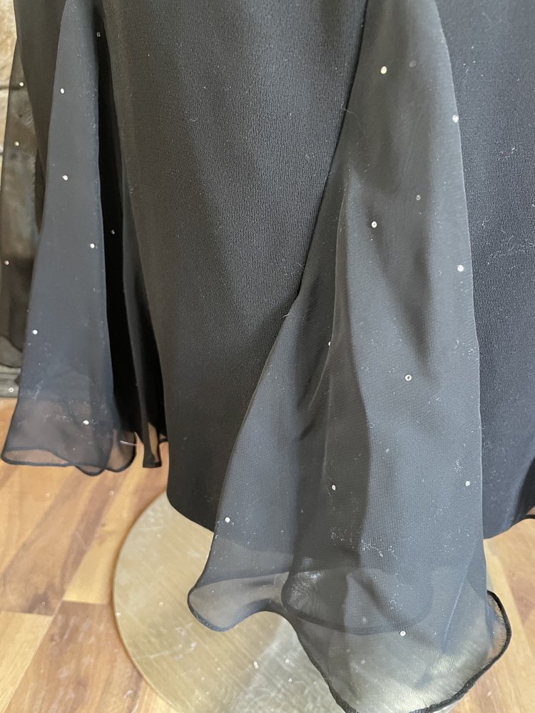 Junnie Leigh New York Black Swarovski Crystal Trim Chiffon Insert Gown w/ Jacket, Size 18