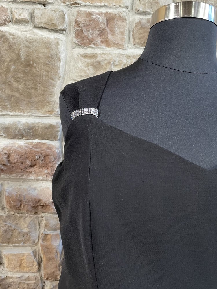 Junnie Leigh New York Black Swarovski Crystal Trim Chiffon Insert Gown w/ Jacket, Size 18