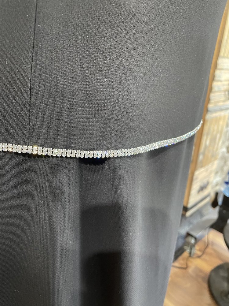 Junnie Leigh New York Black Swarovski Crystal Trim Chiffon Insert Gown w/ Jacket, Size 18