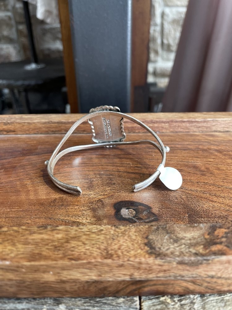 Silver Oval Turquoise Mounted Stone Bracelet