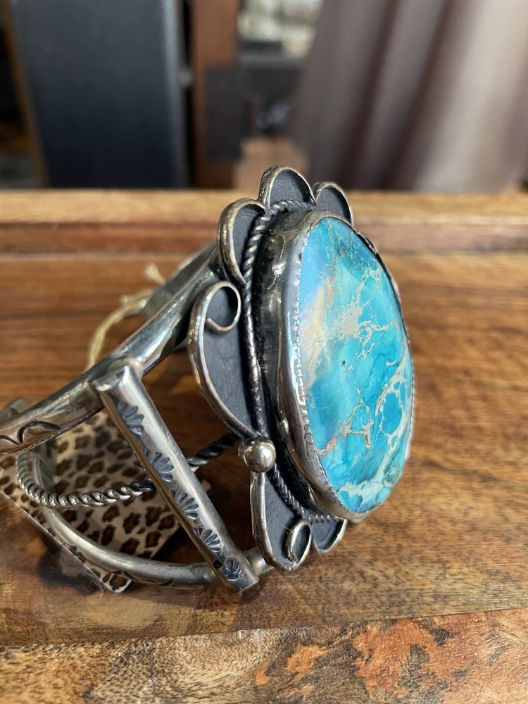 Blue Sea Sediment Jasper Cuff  Bracelet