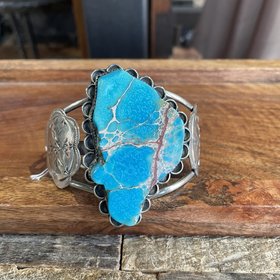 Navajo Silver and Sea Sediment Jasper Bracelet