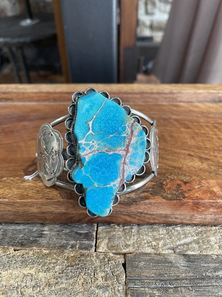 Navajo Silver and Sea Sediment Jasper Bracelet