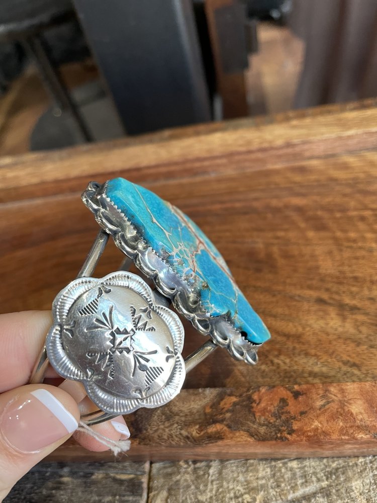 Navajo Silver and Sea Sediment Jasper Bracelet