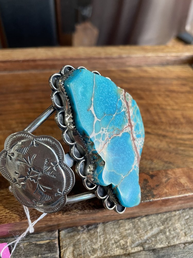 Navajo Silver and Sea Sediment Jasper Bracelet