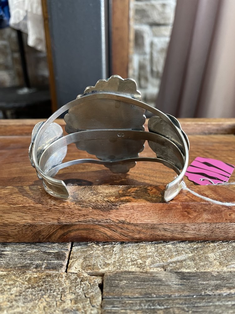 Navajo Silver and Sea Sediment Jasper Bracelet