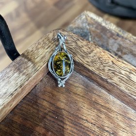 Silver Green Stone Pin