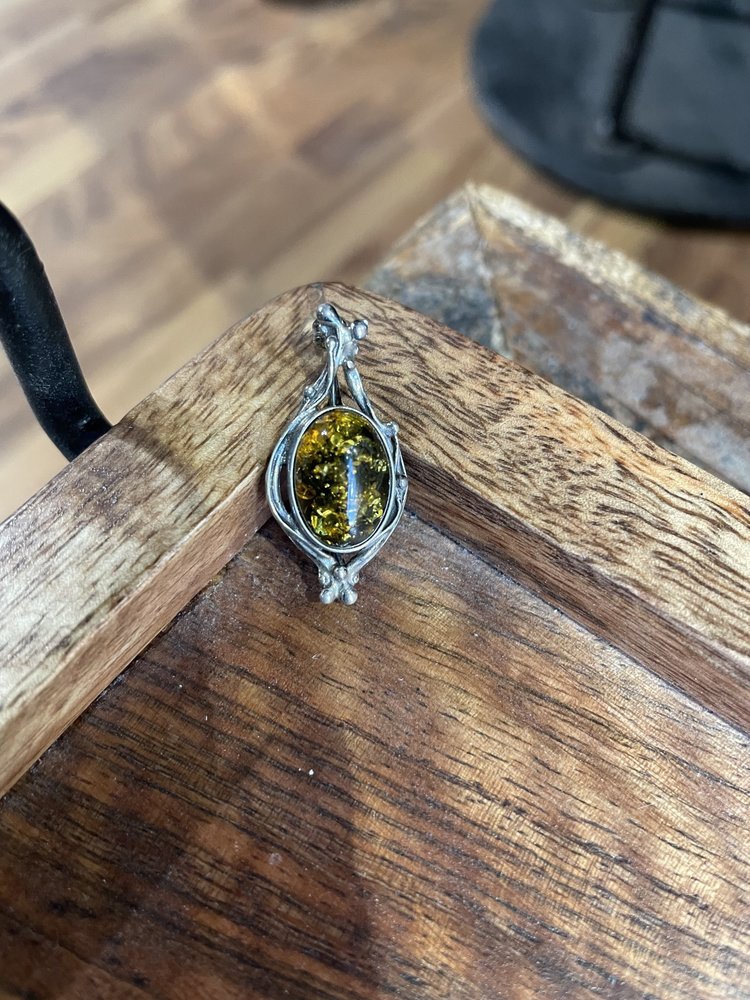 Silver Green Stone Pin