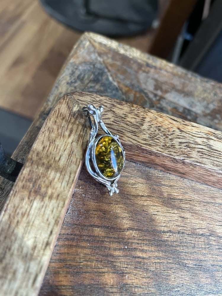 Silver Green Stone Pin