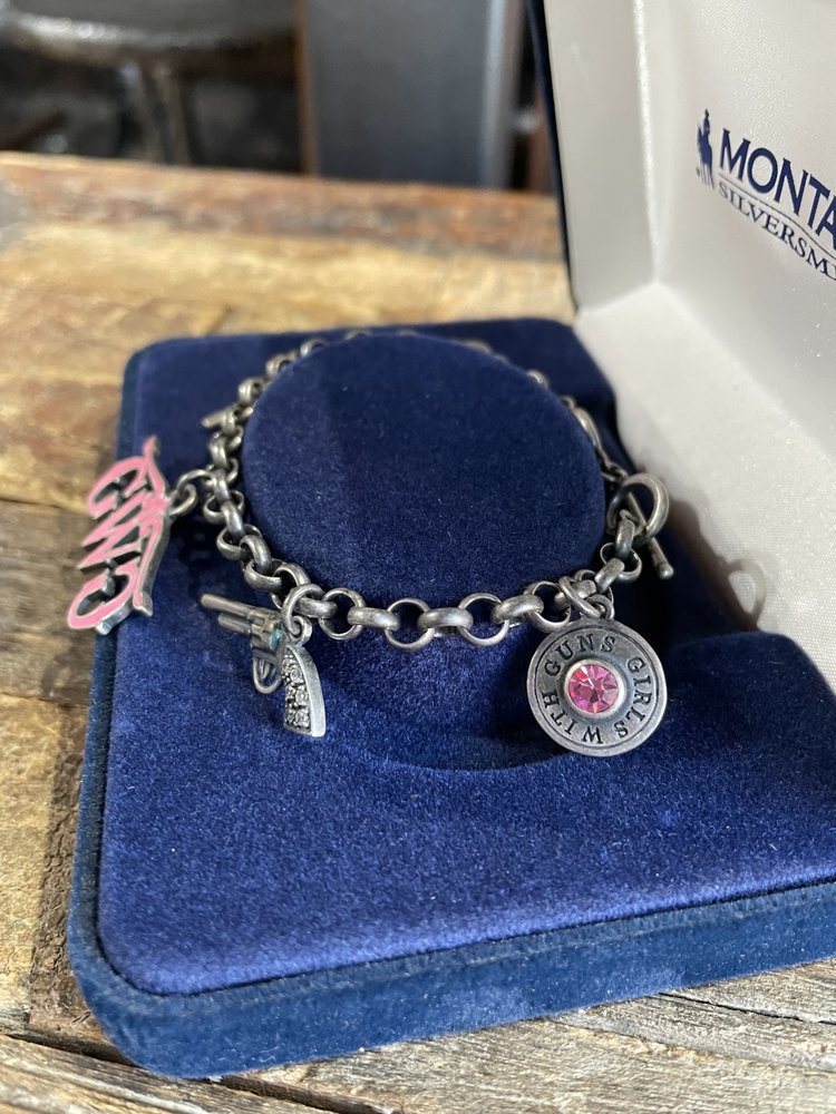 Montana Silversmith Pink and Steel Girls With Guns Bracelet