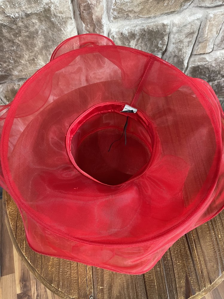 Too Too Hat Red Adjustable Organza Floral Flat Top Hat O/S