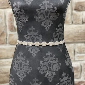 Miro Silver Oval Shaped Sash Ribbon Bridal Belt/Headband