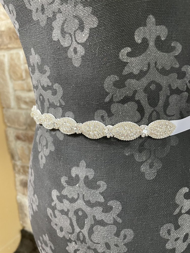 Miro Silver Oval Shaped Sash Ribbon Bridal Belt/Headband