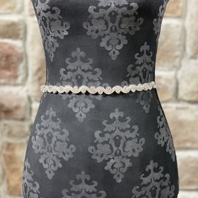 Miro Silver Crystal Rhinestone Curves and Stones Wedding Belt/ Headband
