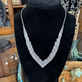 Silver Rhinestone Trinity Necklace