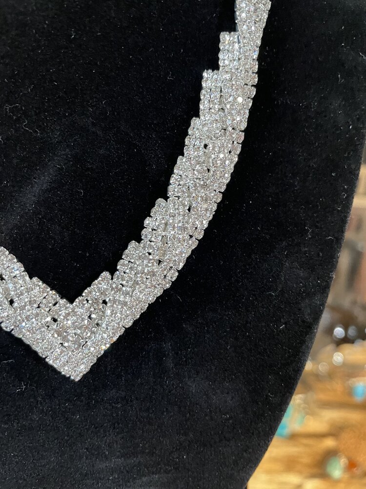 Silver Rhinestone Trinity Necklace