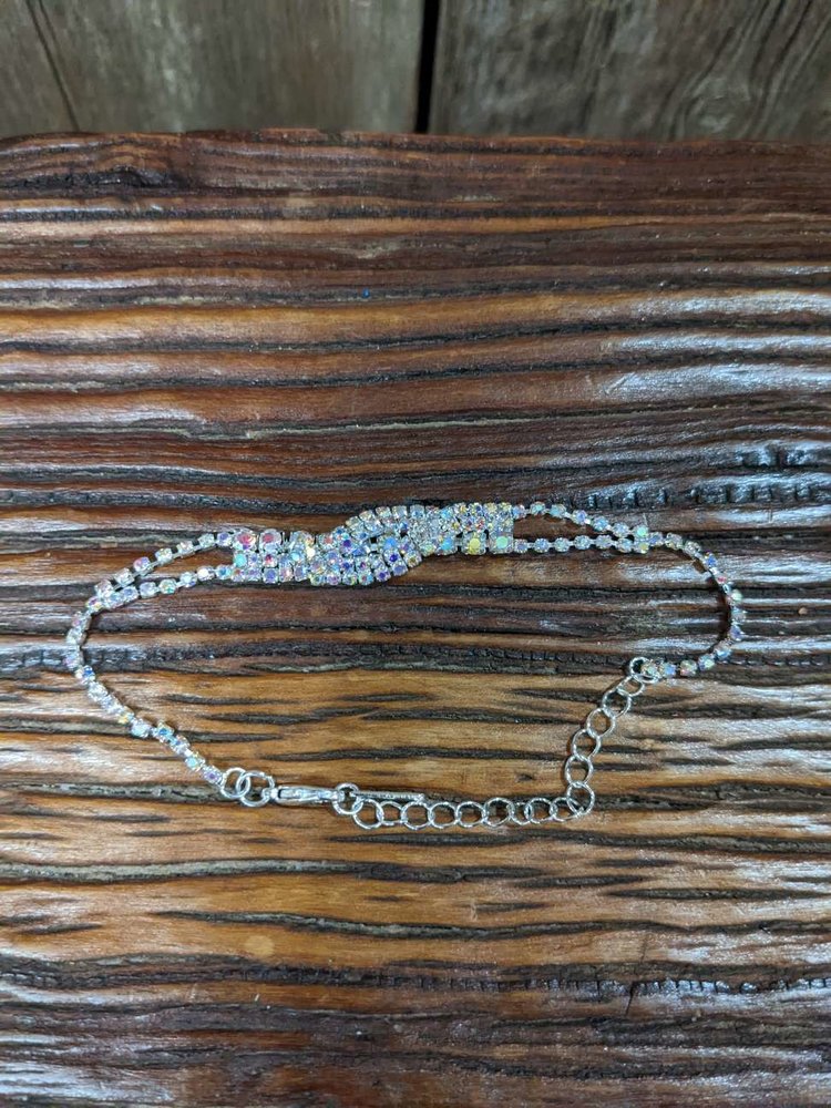 Silver AB Rhinestone Trinity Bracelet