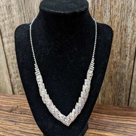 Silver AB Rhinestone Trinity Necklace