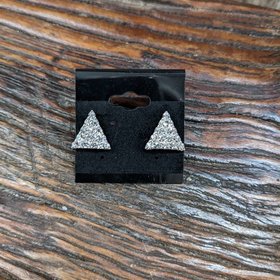 Silver Rhinestone Triangle Earrings