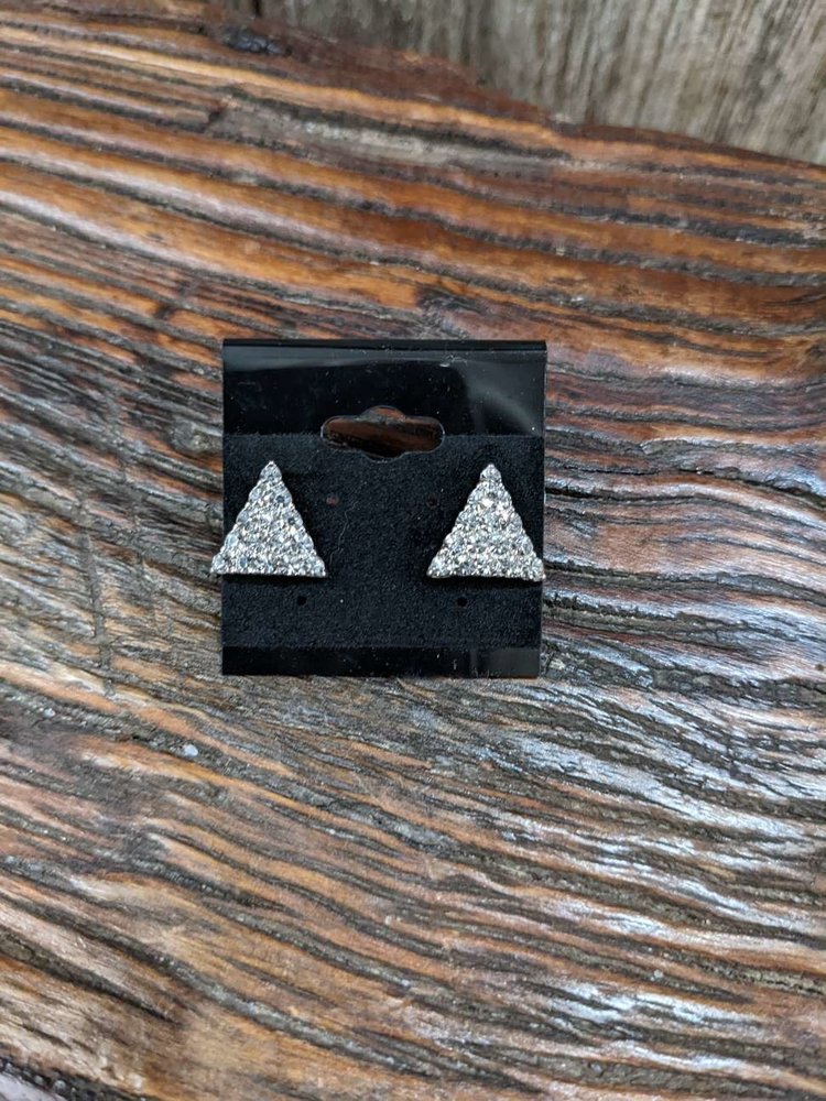 Silver Rhinestone Triangle Earrings