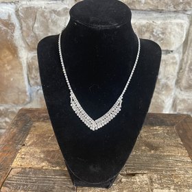 Silver Aubrey Rhinestone Necklace