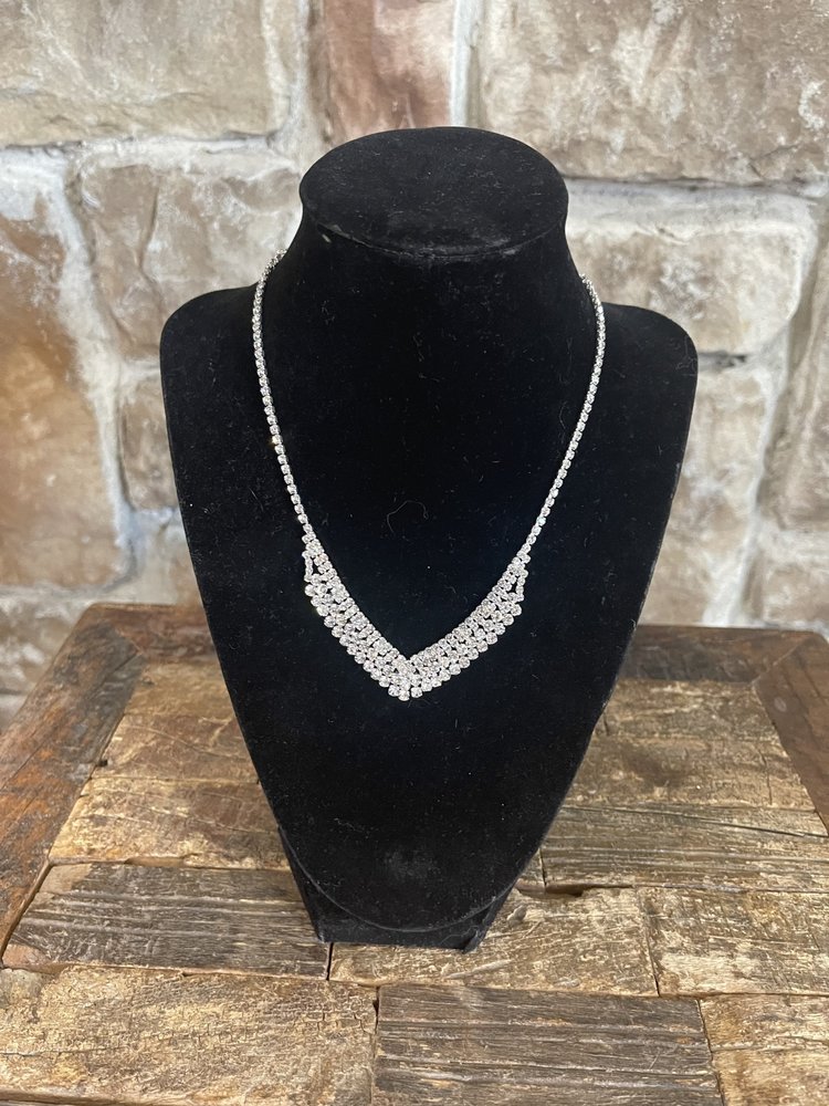 Silver Aubrey Rhinestone Necklace
