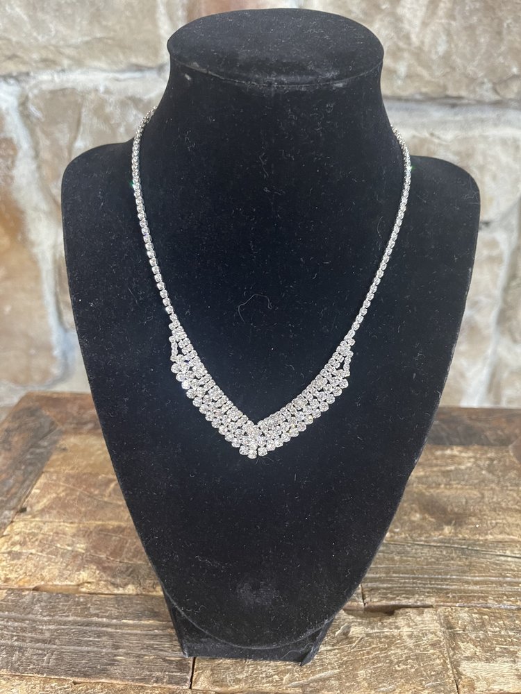 Silver Aubrey Rhinestone Necklace