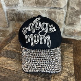 Sophia Collection Black Adjustable  Silver Sparkle Dog Mom Cap