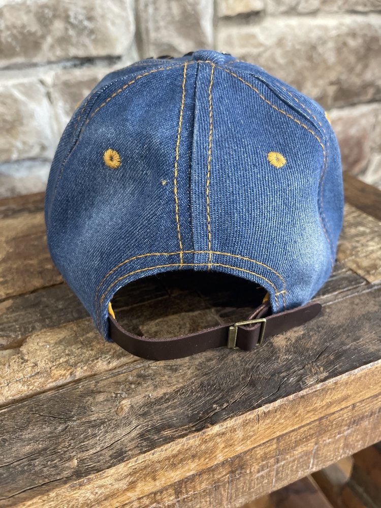 Sophia Collection Blue Denim Adjustable Silver Sparkle Dog Mom Cap