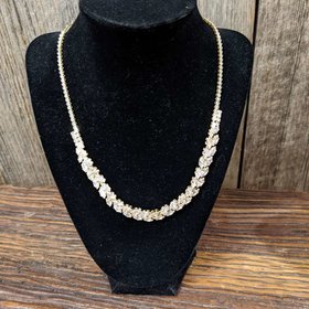 Gold Leaf Chain Rhinestone Necklace