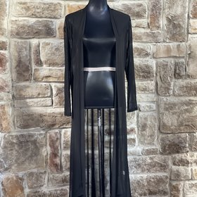Zenana Outfitters Black Mesh Long Cardigan