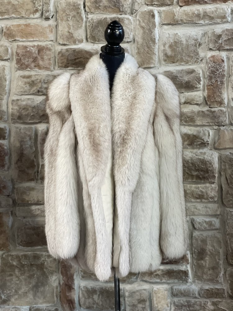 Saga Fox Blue Fox Jacket w/ Shawl Collar, Size XL