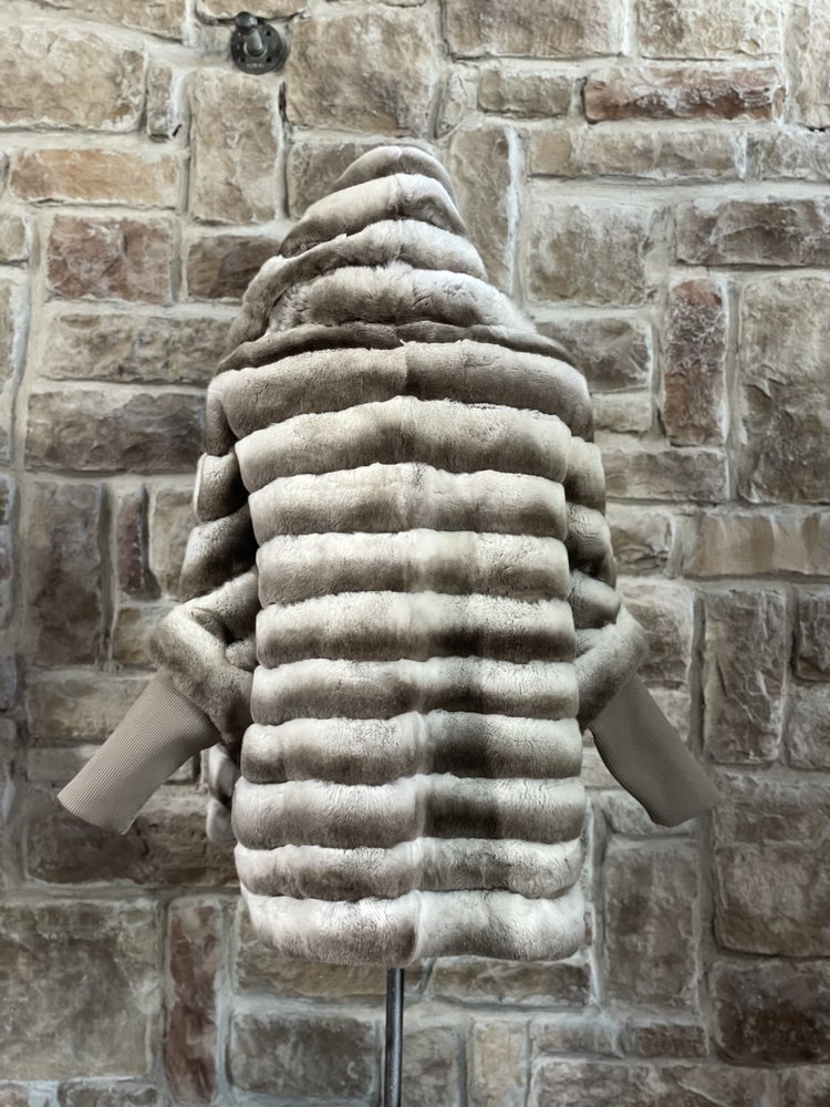 Light Brown-Gray Rex Chinchilla Jacket, Size L
