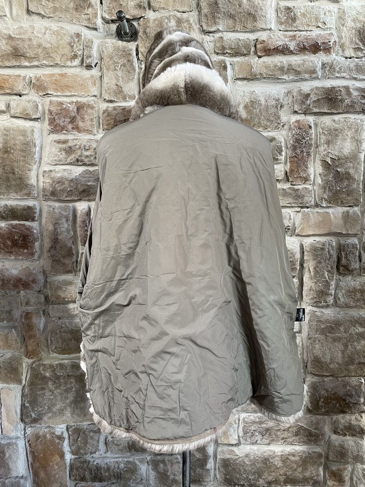 Light Brown-Gray Rex Chinchilla Jacket, Size L