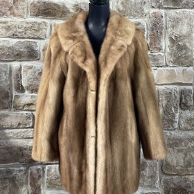 Furs By Truesdell Autumn Haze Mink Coat w/ Peter Pan Collar, Size  XL