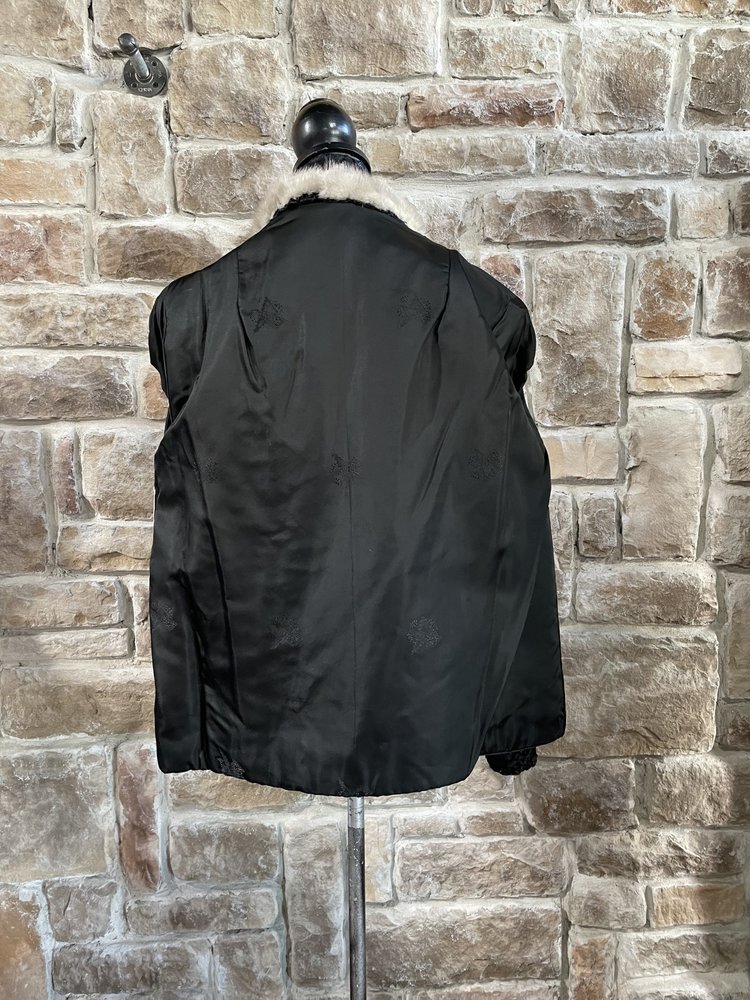 Black Persian Lamb Jacket w/ Mink Collar, Size S