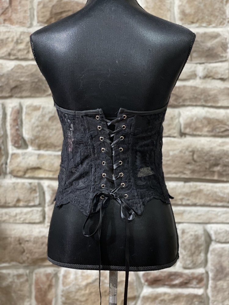 Lydia USA Black Lace Mesh Beaded Corset