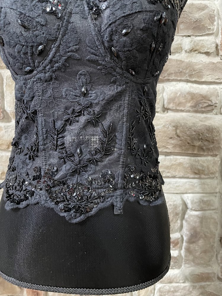 Lydia USA Black Lace Mesh Beaded Corset
