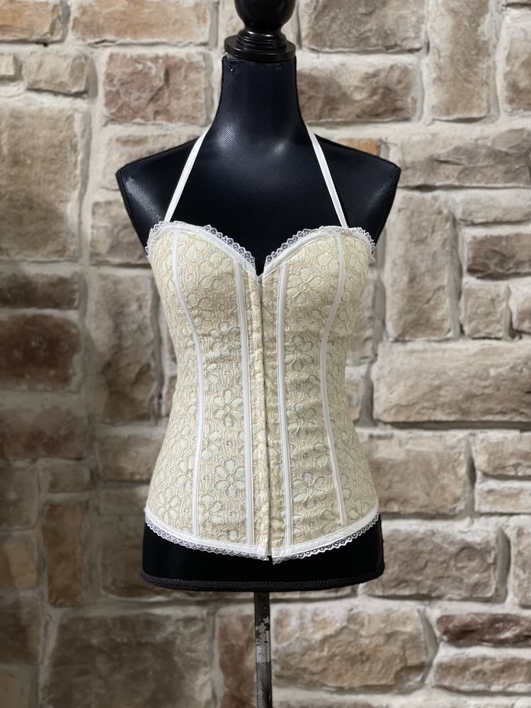 Lydia USA Ivory and Gold Optional Strap Corset