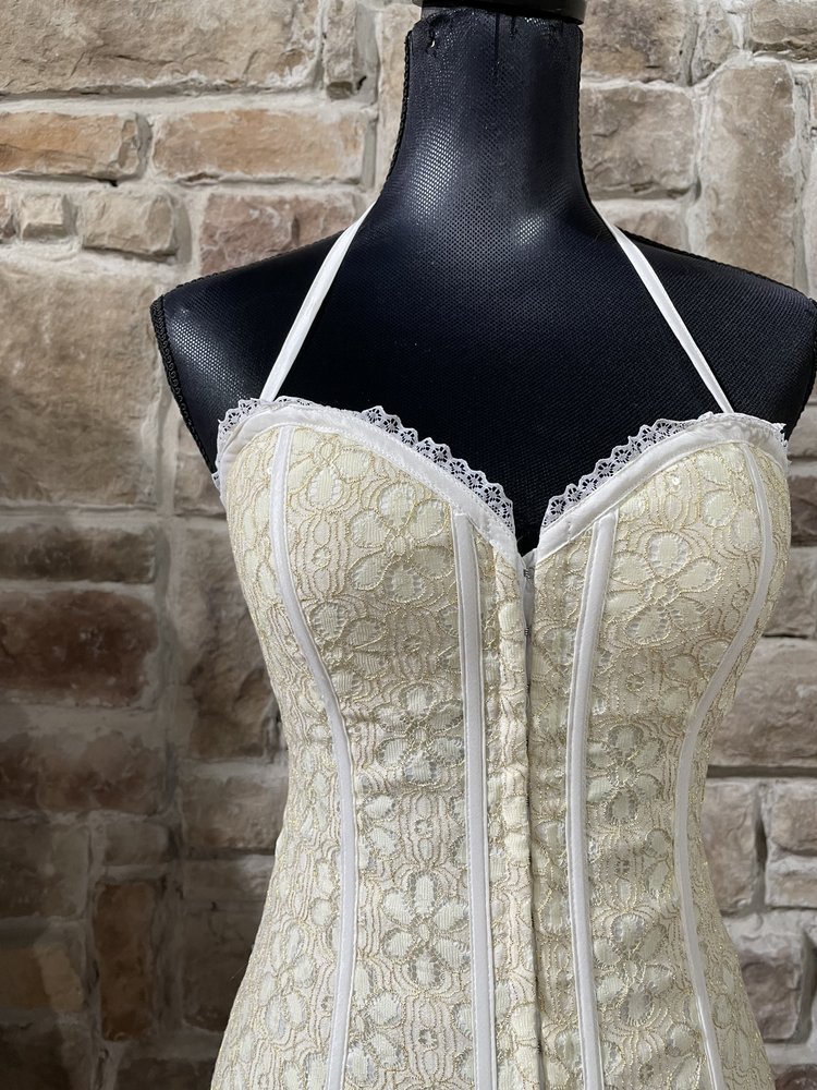 Lydia USA Ivory and Gold Optional Strap Corset