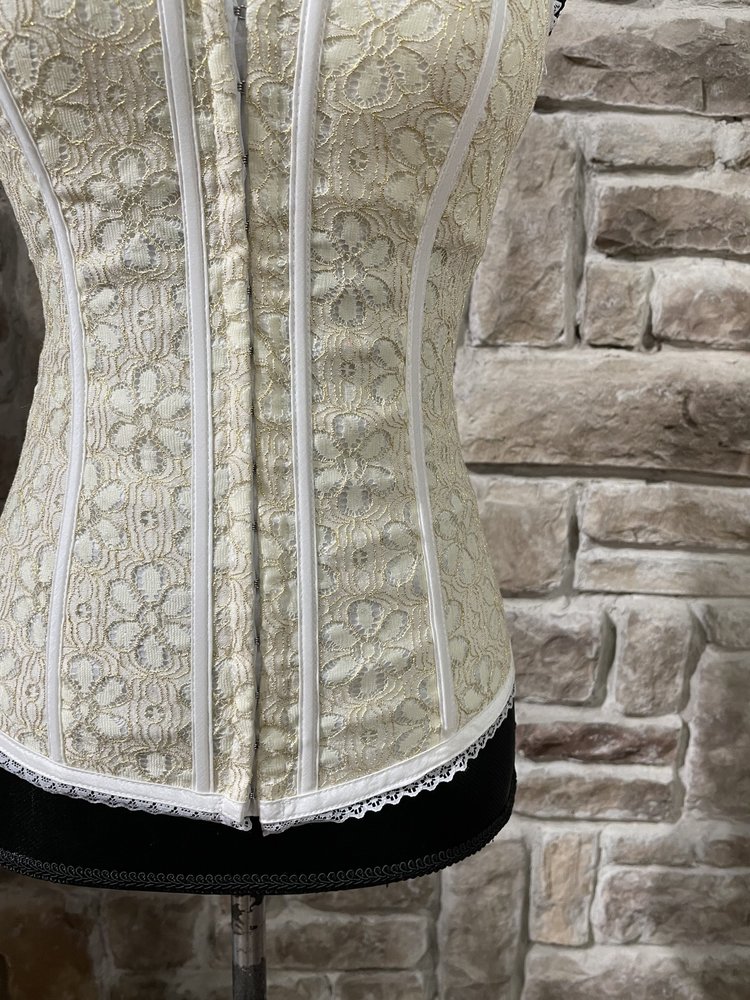 Lydia USA Ivory and Gold Optional Strap Corset